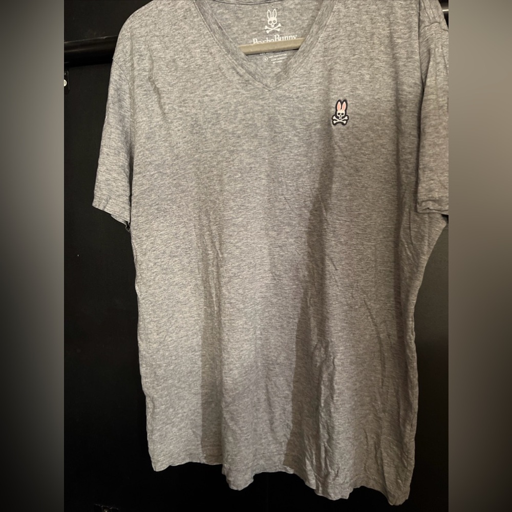 New Psycho Bunny Shirt Mens Size 6 Gray Classic Logo V Neck Tee Preppy  70